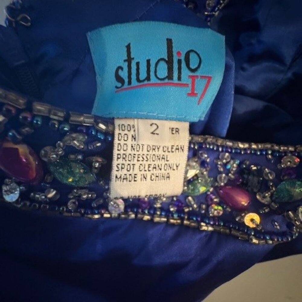 Vintage Y2K Stunning Royal Blue Floor Length Studio 17 Prom Dress Size 2 - Picture 6 of 6